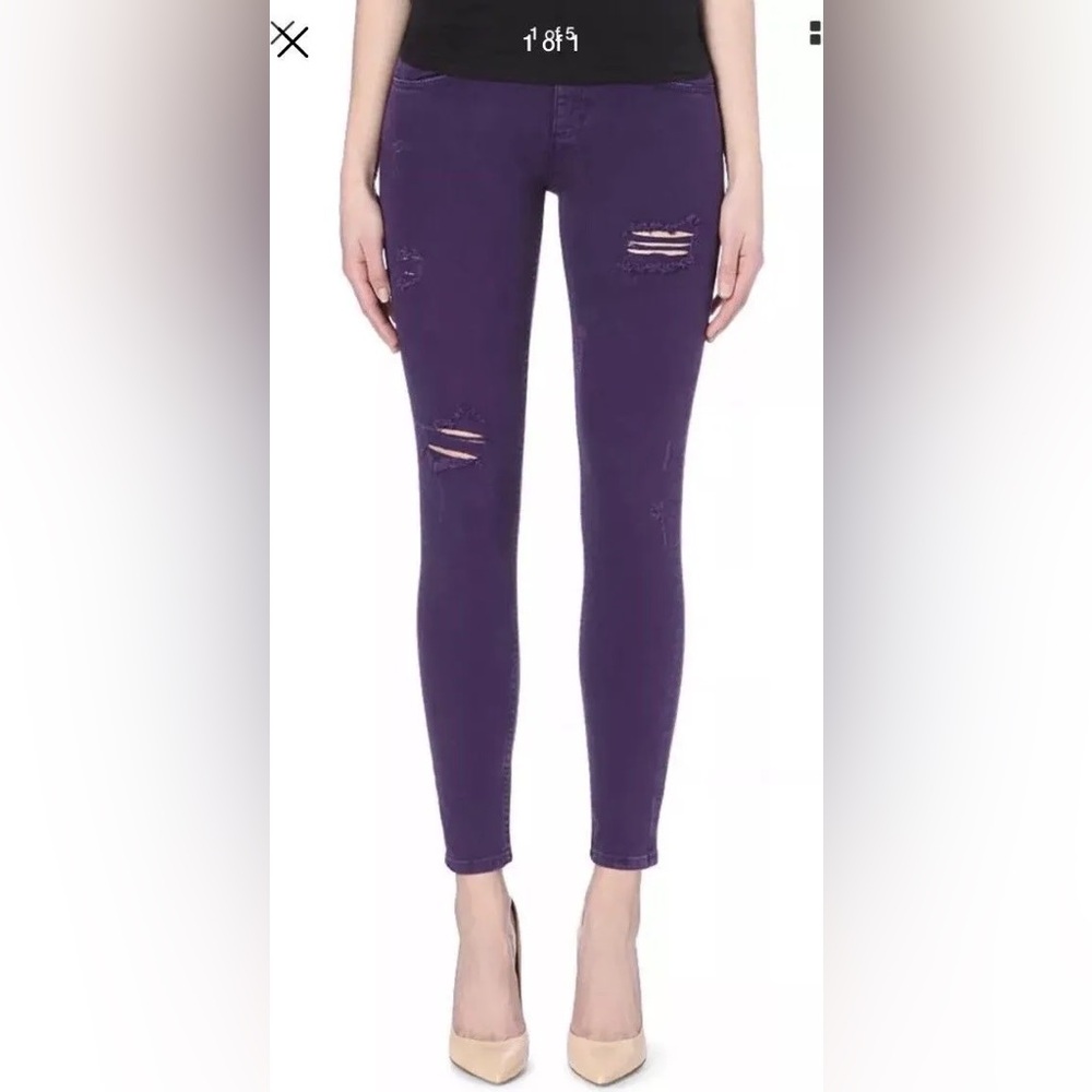 Purple Sandro midrise distressed skinny jeans size EU36, fits like a 25 US